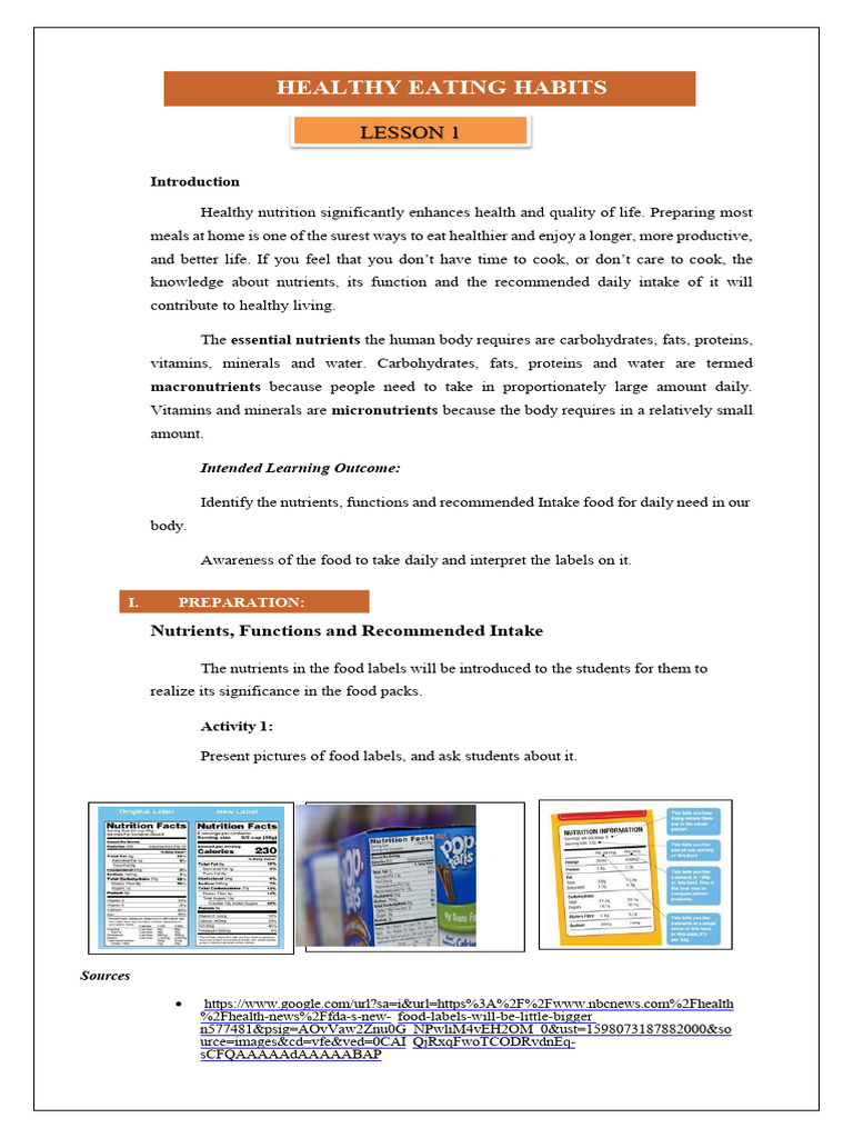 Healthy Eating Habits | PDF