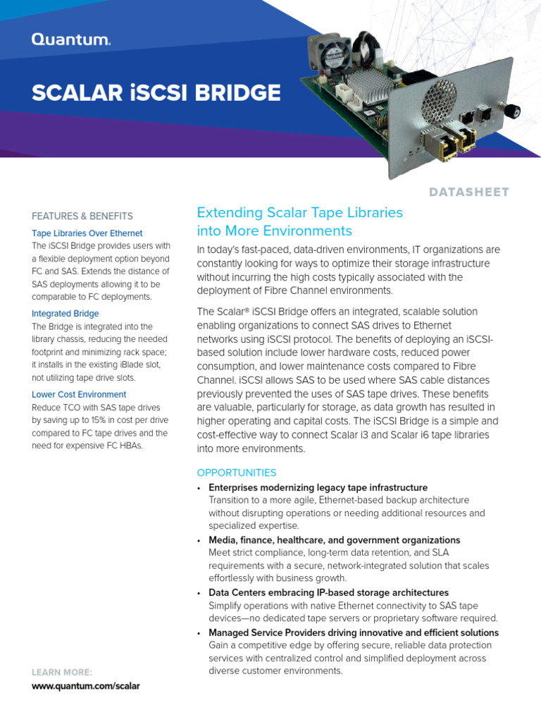 Scalar ISCSI Bridge DS00572A | PDF | Computing | Computer Networking