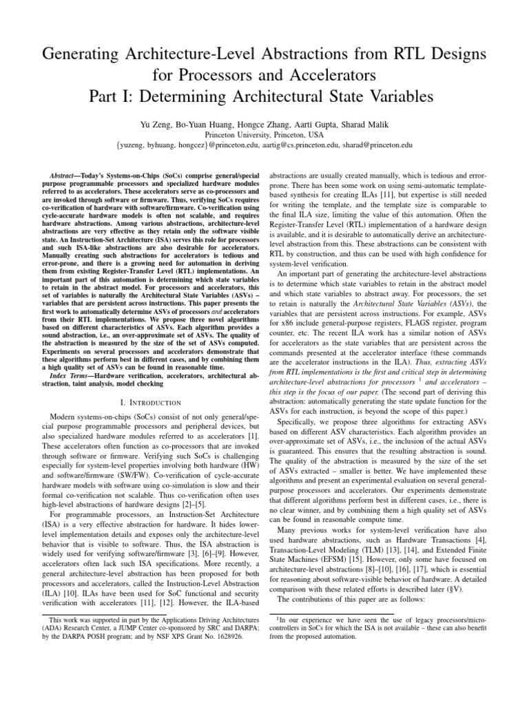Generating Architecture-Level Abstractions From RTL Designs | PDF ...
