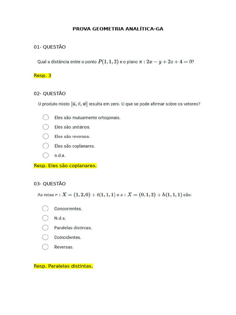 Provas GP Ga Elementos | PDF