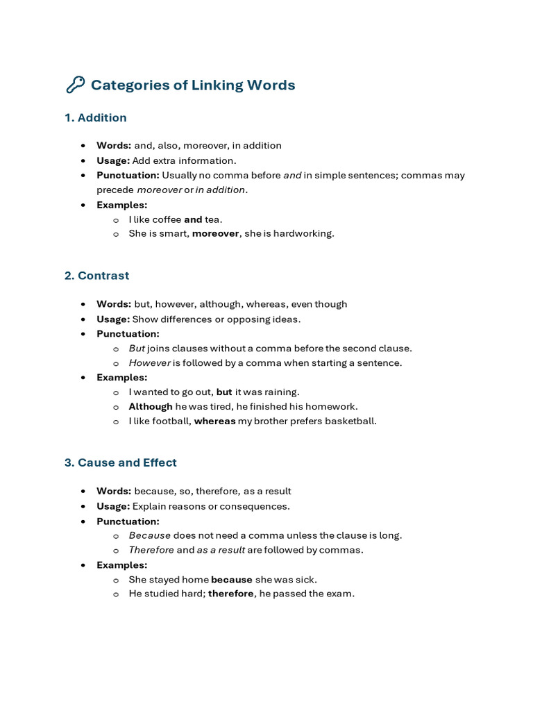 Linking Words b1 | PDF | Comma | Linguistics