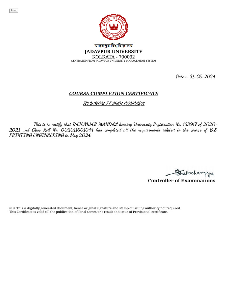Course Completion Certificate | PDF