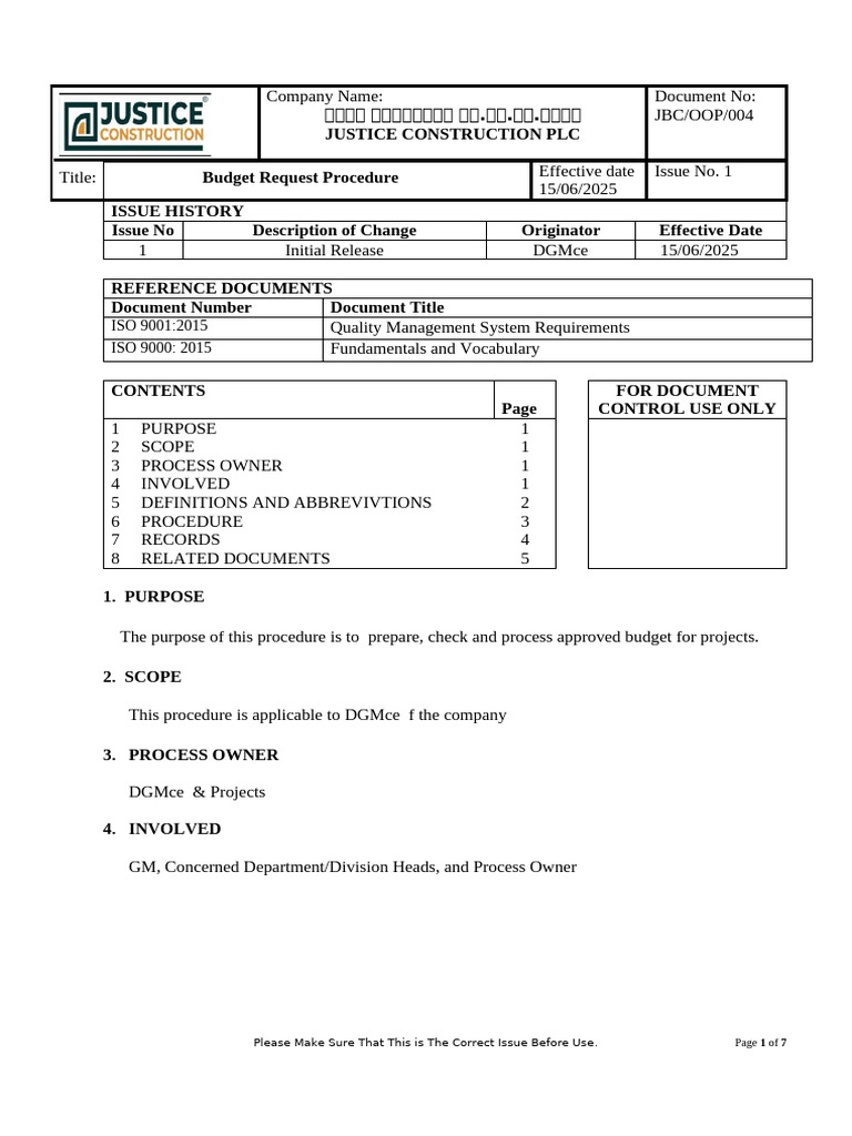 4. Budget Request Procedure | PDF | Budget