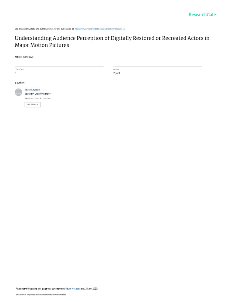 UnderstandingAudiencePerceptionofDigitallyRestoredorRecreatedActorsinMa ...
