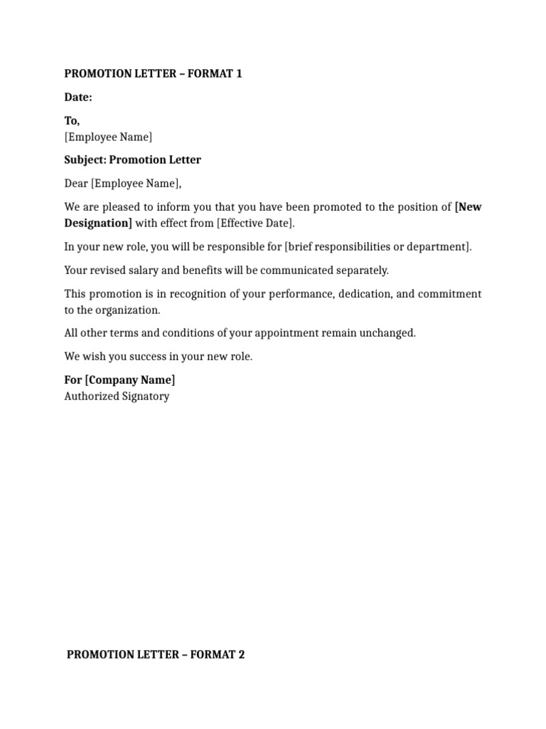 Promotion Letters Format | PDF | Business | Economies