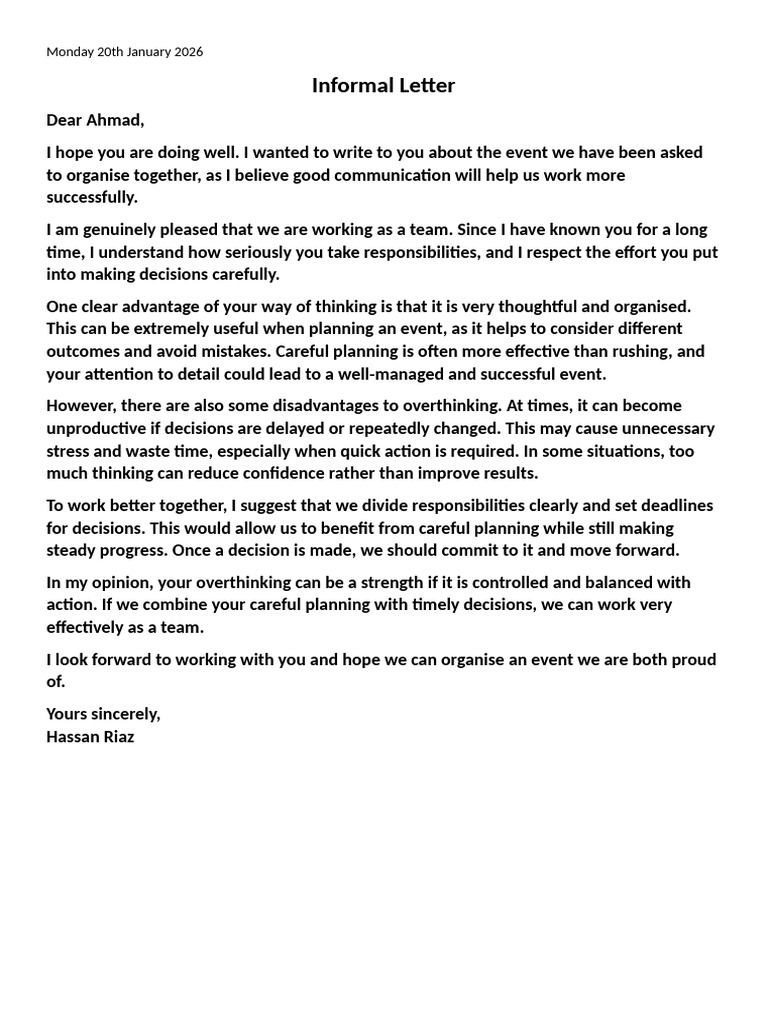 ENG Informal Letter | PDF