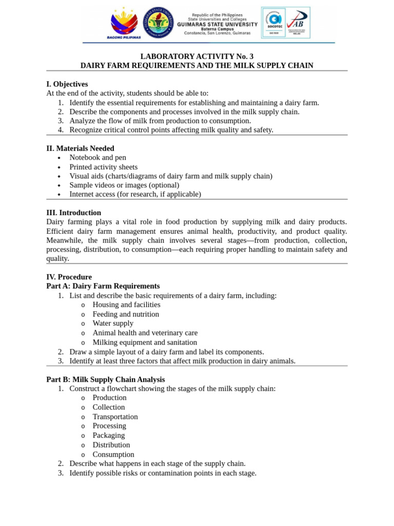 Laboratory Activity No 3 (4) | PDF | Milk | Dairy