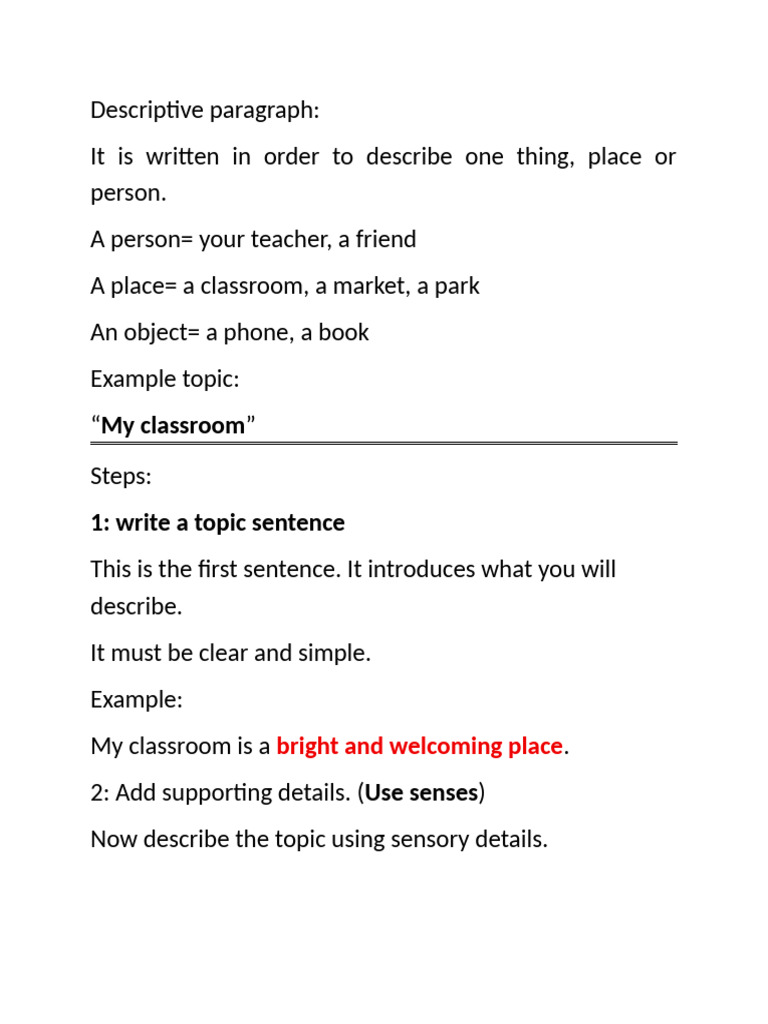 Descriptive Paragrap1 | PDF