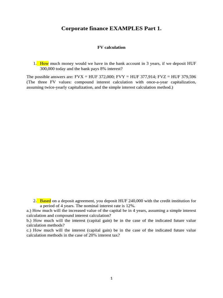 Corporate_finance_examples_1 | PDF | Bonds (Finance) | Interest