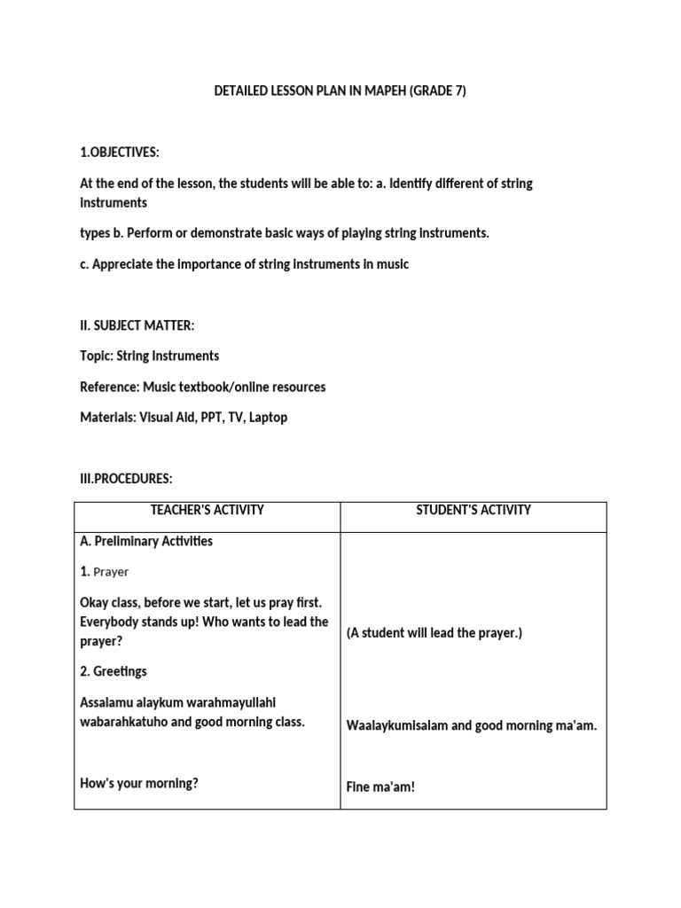 Detailed Lesson-wps Office | PDF | String Instruments | Musical Instruments