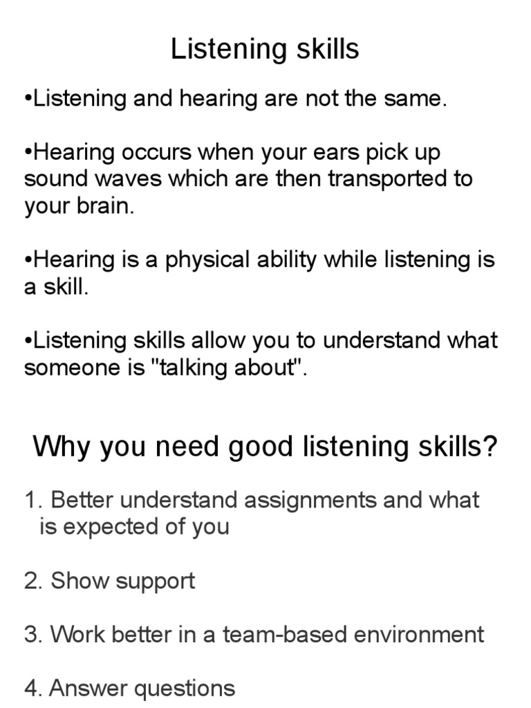 Improve Your Listening Skills Today | PDF | Career & Growth | Language ...