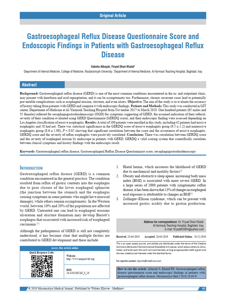 Gastroesophageal Reflux Disease Questionnaire.2 | PDF ...