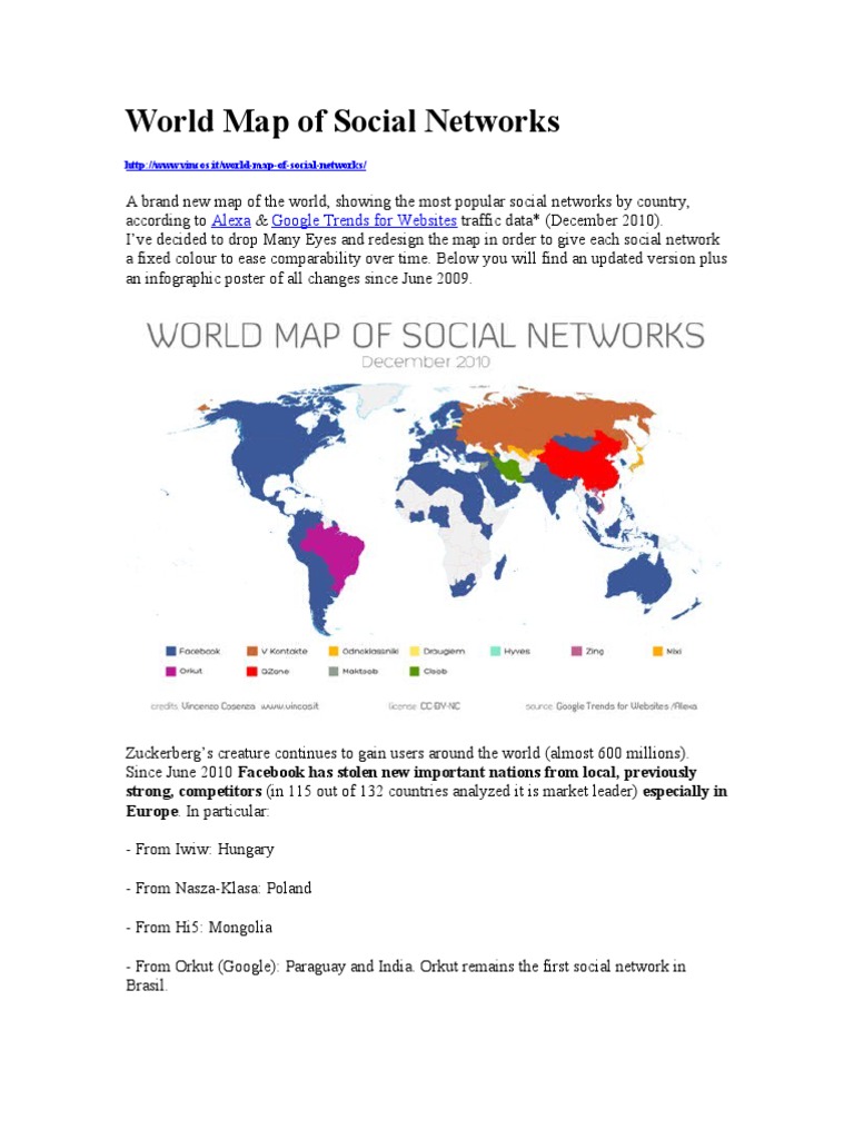 World Map of Social Networks Social Networking Service Facebook