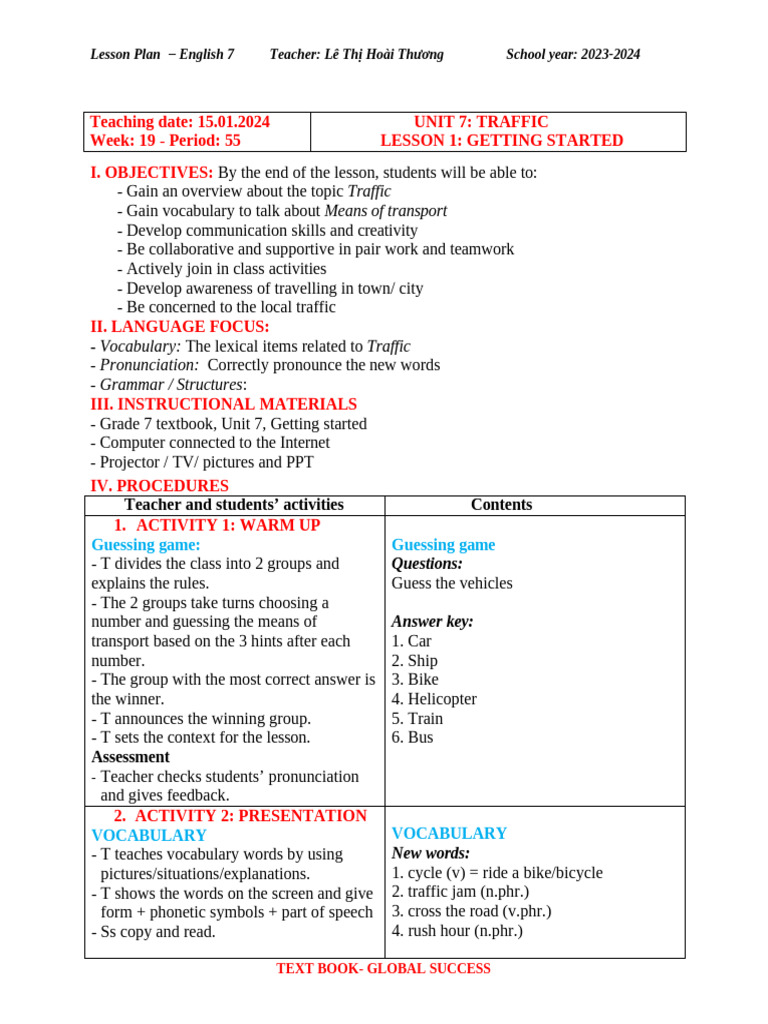 Period 55 Unit 7 Getting Started | PDF | Vocabulary | Applied Linguistics