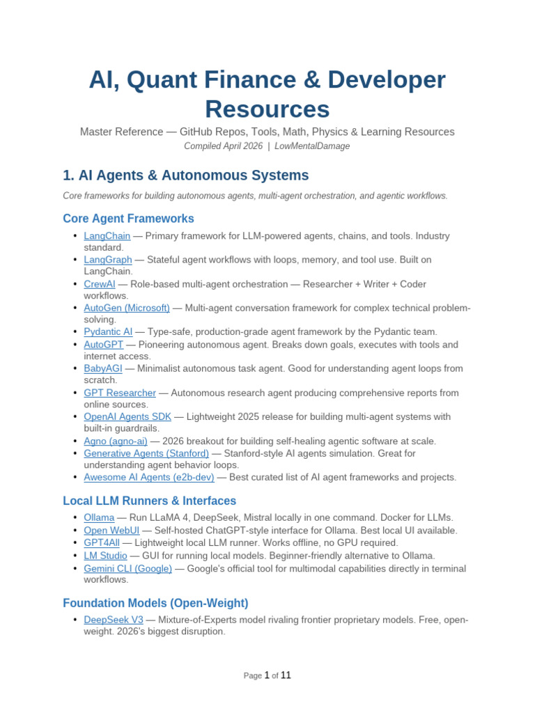 AI Quant Resources 2026 FULL | PDF | Mathematics | Option (Finance)
