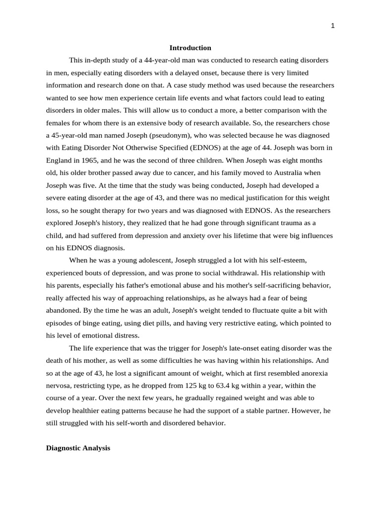 Eating Disorder Case Study | PDF | Anorexia Nervosa | Eating Disorder