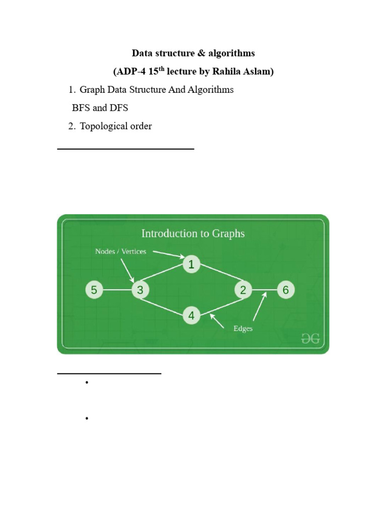 Data Structure & Algo (ADP-4 Graph BFS and DFS and Topological Order ...