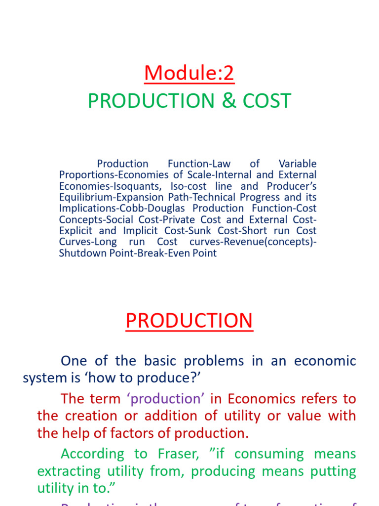 Production(2) | PDF | Production Function | Long Run And Short Run