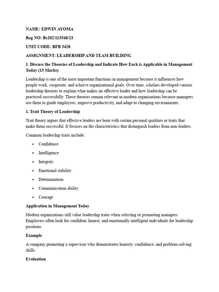 LEADERSHIP AND TEAM BUILDING 2 | PDF | Leadership | Team Building