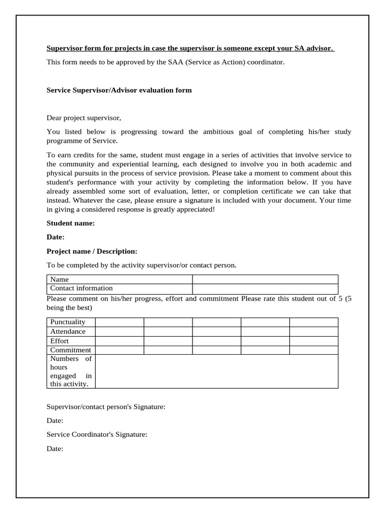 Supervisor Form Project Template | PDF