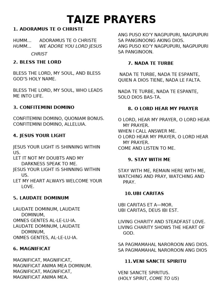 Taize Prayers | PDF