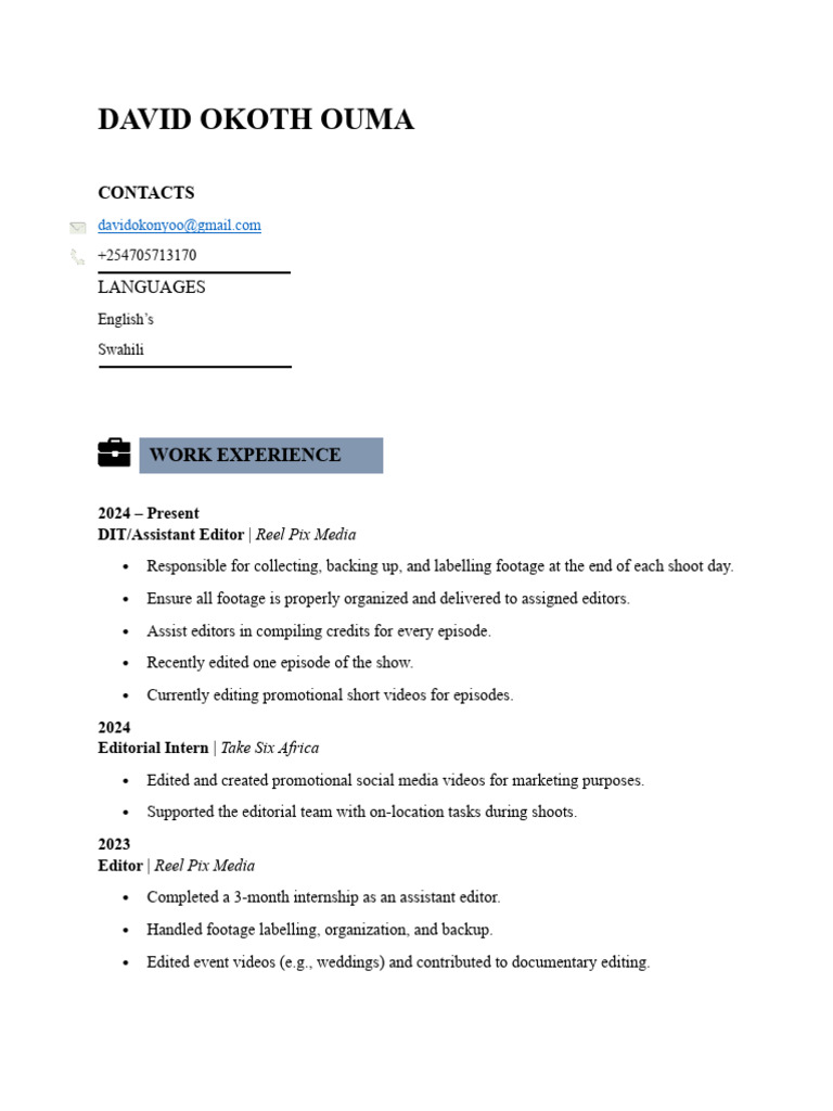 David Okoth Ouma's CV | PDF