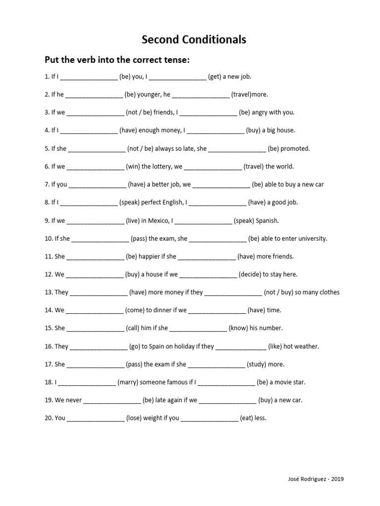 Second Conditional Exercise 2 | PDF