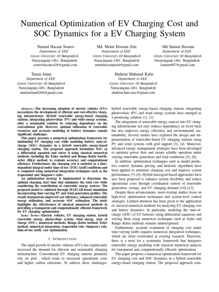 Numerical Optimization of EV Charging Cost (2) | PDF | Electric Vehicle ...