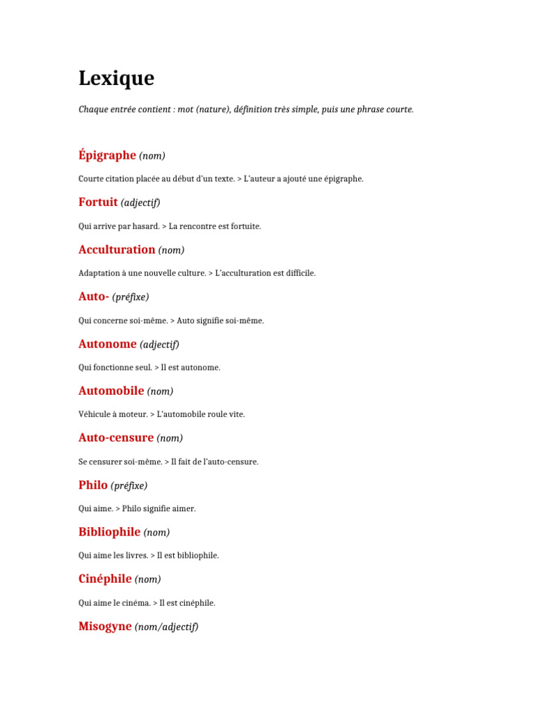 Lexique Final | PDF