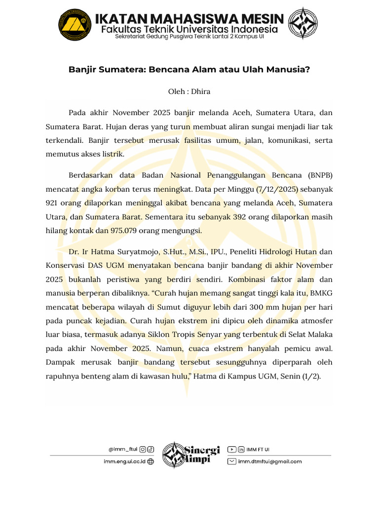 Banjir Sumatera_ Bencana Alam Atau Ulah Manusia | PDF