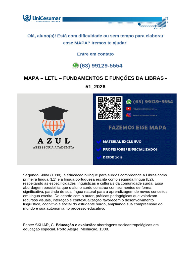 Mapa - Letl - Fundamentos e Funções Da Libras - 51 - 2026 | PDF ...