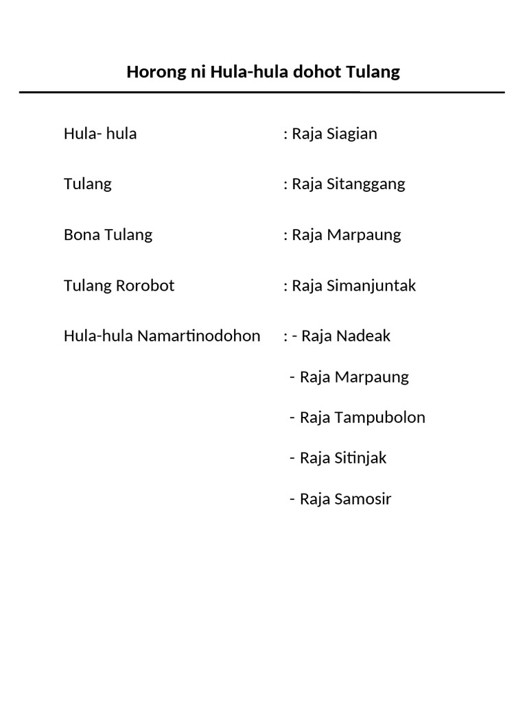 Horong Ni Hula-hula Dohot Tulang | PDF
