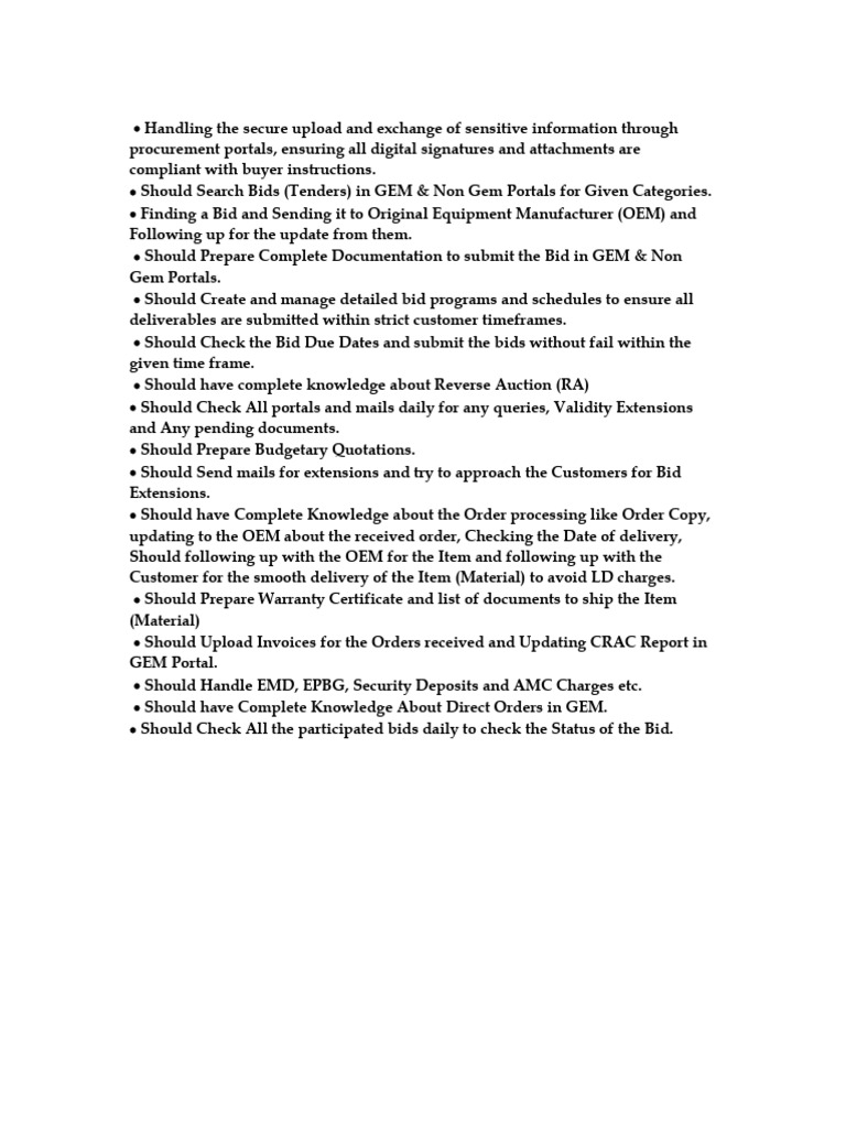 Tender Executive JD | PDF