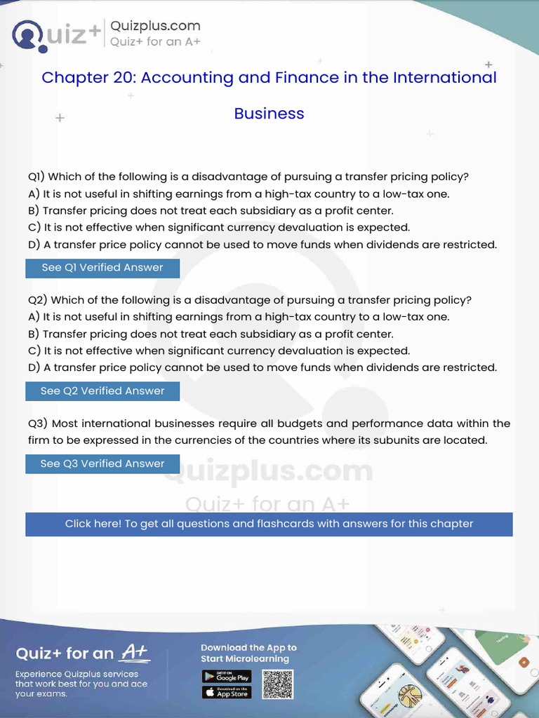 Which of the Following is a Disadvantage of Pursuing a Transfer Pricing ...