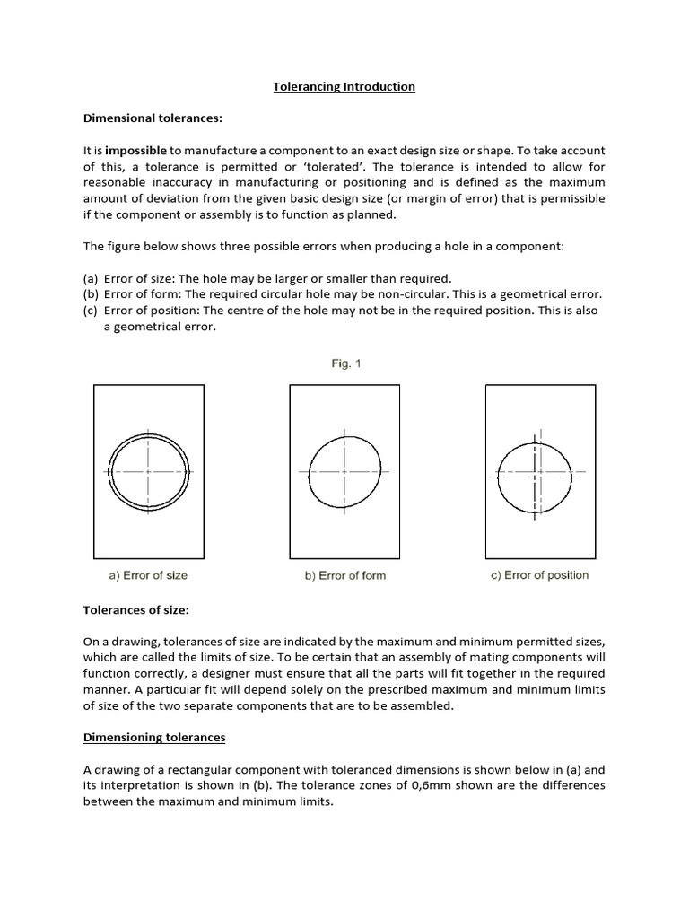 Tolerancing Introduction | PDF | Engineering Tolerance | Applied ...