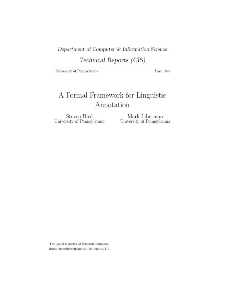 A Formal Framework for Linguistic | PDF | Linguistics | Annotation