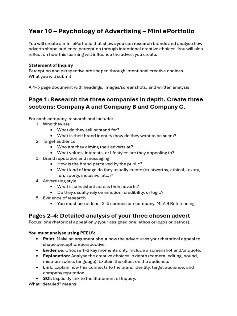 Psychology of Advertising, Mini EPortfolio | PDF | Advertising | Brand