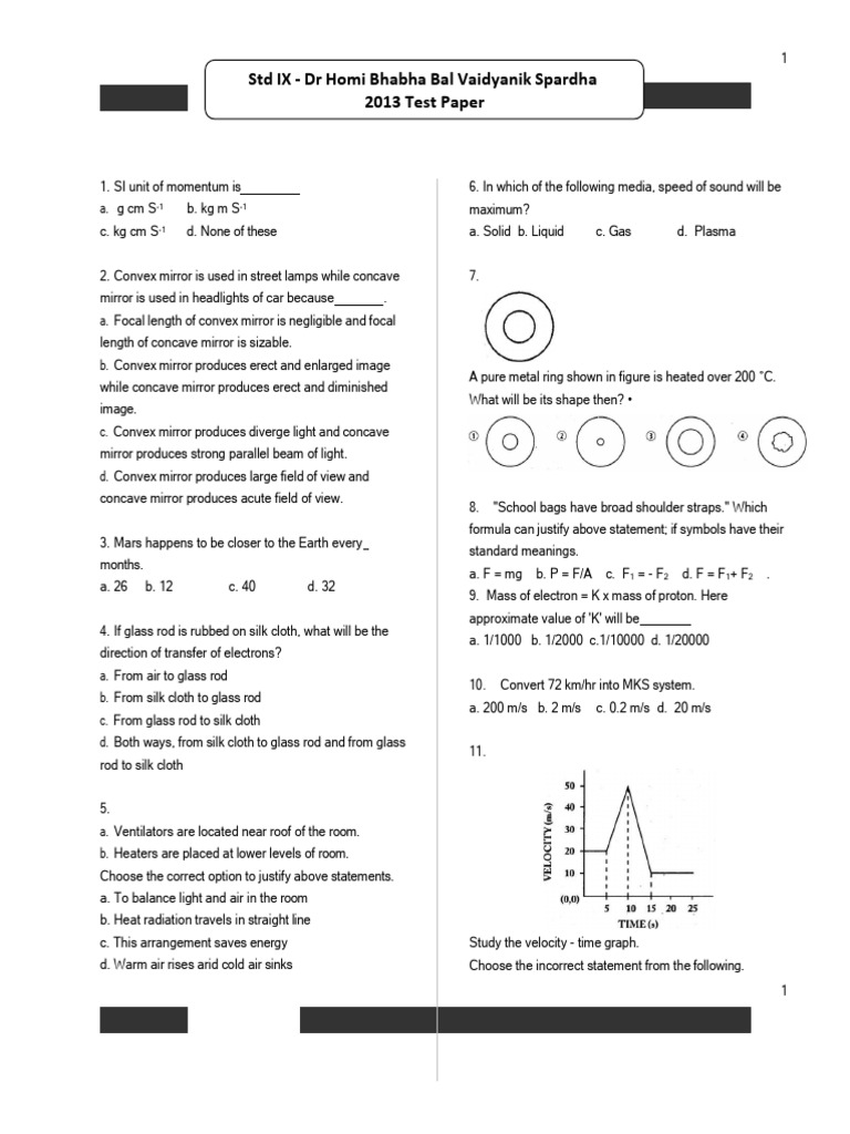 Gosportsindia.com Std Ix Year 2013 Test Paper With Solution 2 | PDF ...