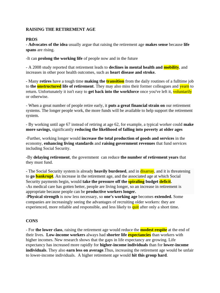 Raising the Retirement Age | PDF | Retirement | Employment