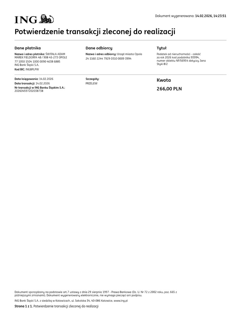 Potwierdzenie Transakcji Nr 0231344979 140226 | PDF