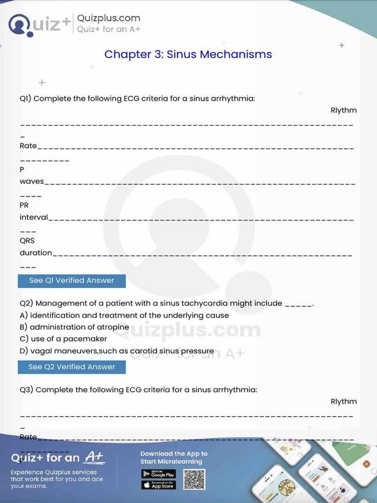 Complete the Following Ecg Criteria for a Sinus Arrhythmia Rlythm Ratep ...