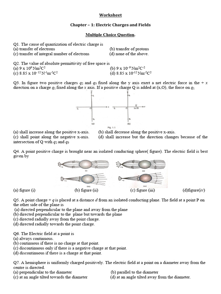 Worksheet 1 (Electrostatic) | PDF | Electric Charge | Electric Field