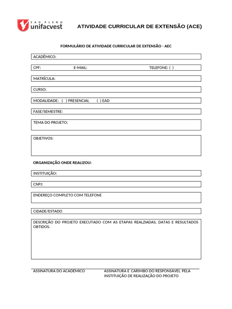 Atividade Curricular de Extensão (Ace) 1b | PDF