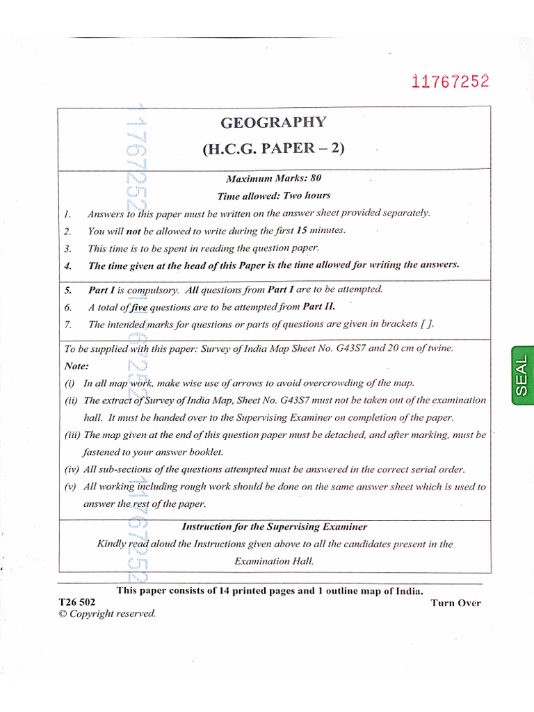Icse Geog.-2026 Qs Paper | PDF