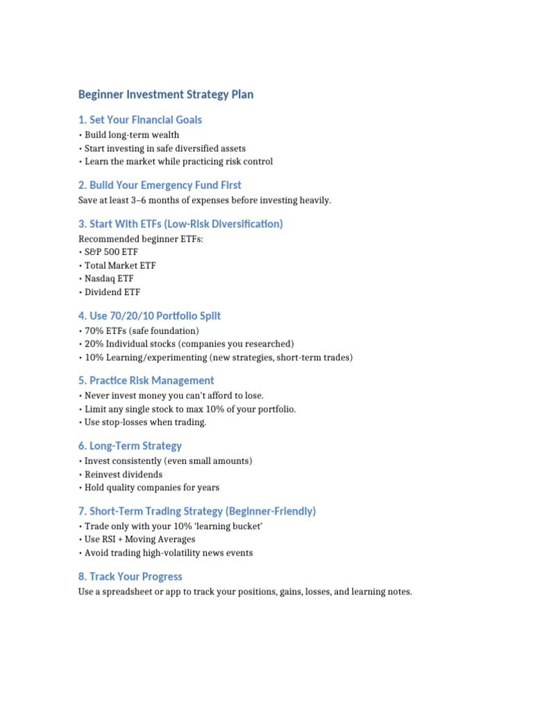 Beginner Investment Strategy | PDF