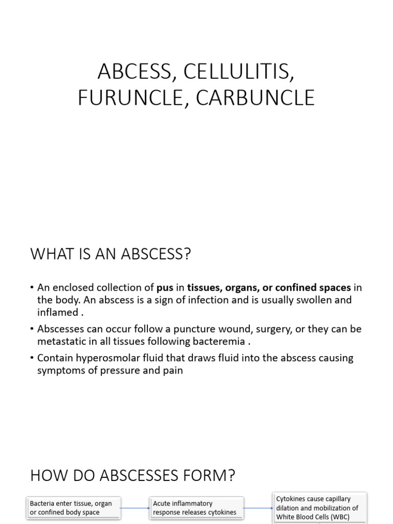 Abcess, Cellulitis, Furuncle, Carbuncle | PDF | Inflammation | Clinical ...