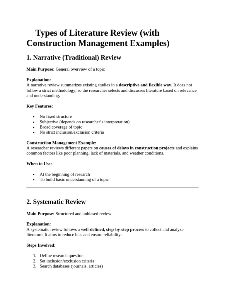 ? Types of Literature Review | PDF | Systematic Review | Meta Analysis