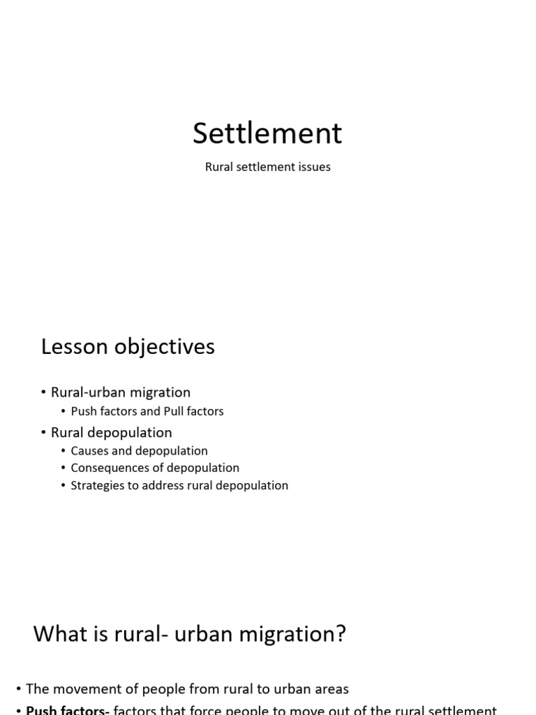 Settlement Issues Rural Depopulation | PDF | Human Migration | Urbanization