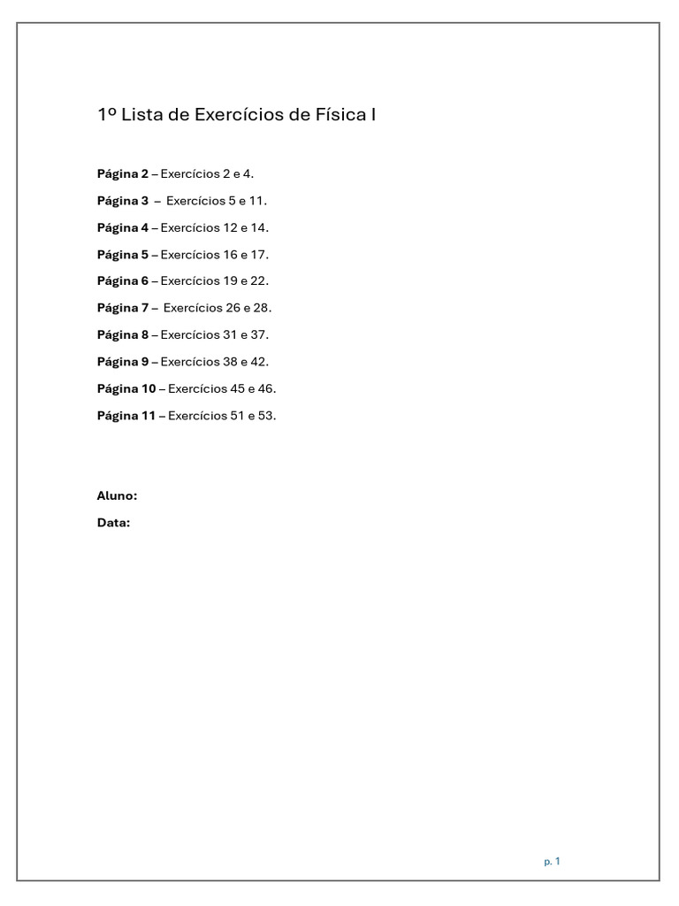 Lista de Exercícios de Física I | PDF | Unidade astronômica | Unidades ...