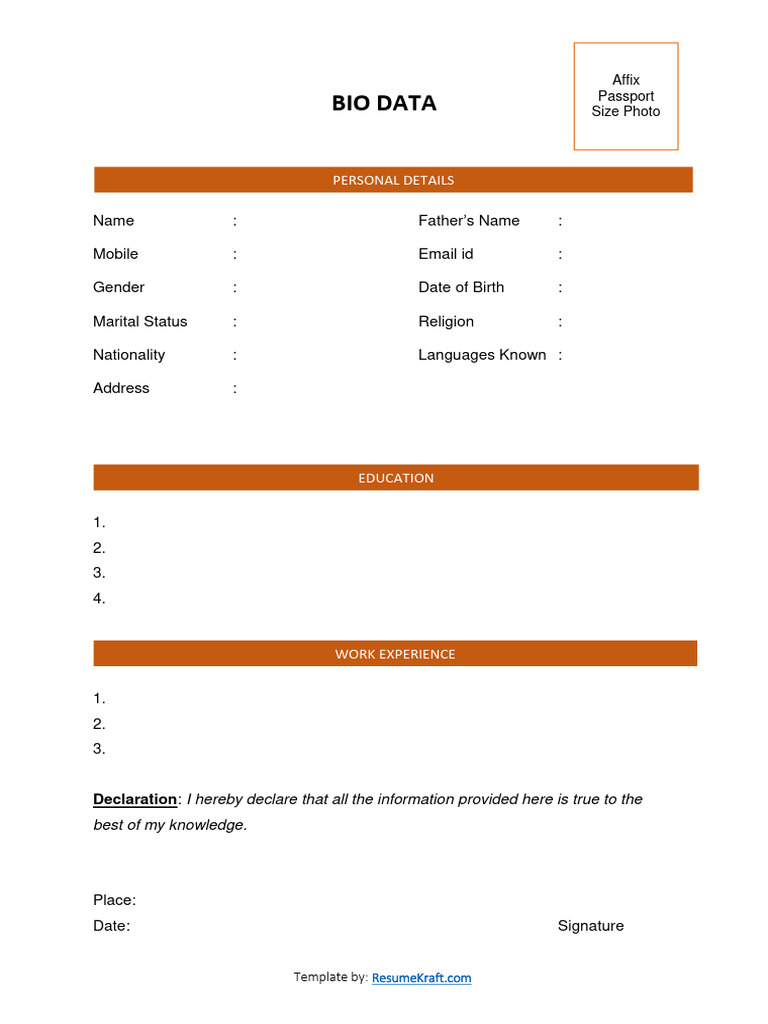 Bio Data Format 7 | PDF